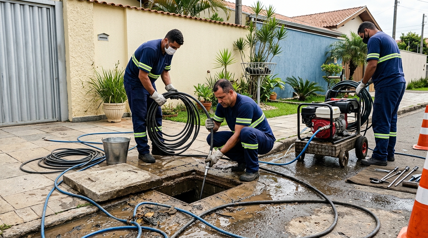 Desentupimento de esgoto residencial em Campina Grande-PB
